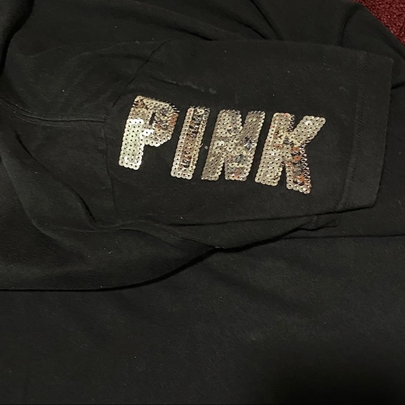 Victoria’s Secret PINK black bling V-Neck tee size small - Picture 3 of 10
